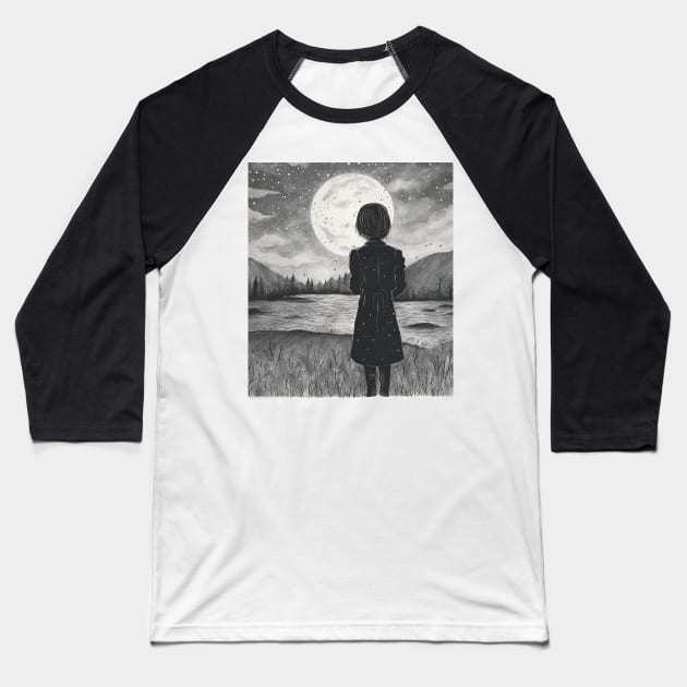 Who stole the night? Baseball T-Shirt by Jolyful Drawing